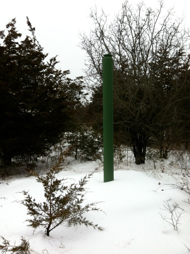 ..and there it was...after 50 years of sitting abondoned in an overgrown field, the Orenda jet engine tether post sits as a lonely reminder of the Cold War tests that happened here.
