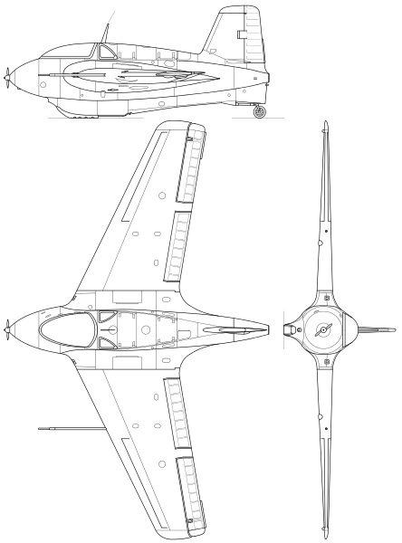 Schematic drawing of the Me163 Komet