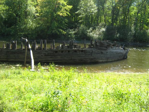 After a short hike we parted the trees and sure enough, there was a shipwreck.