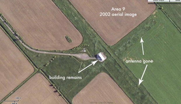 A 2002 aerial image shows that Area 9 has changed with farm fields taking over.