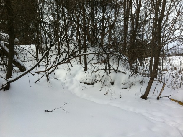 There is a 12 foot high mound surrounding the concrete wall. 