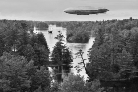 My rendition of how the R100 may have looked crossing over the Thousand Islands.