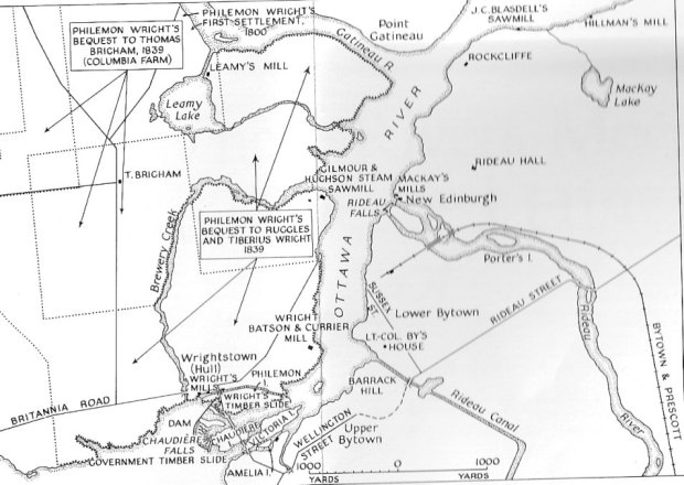 A map showing both Wright's and Leamy's properties.