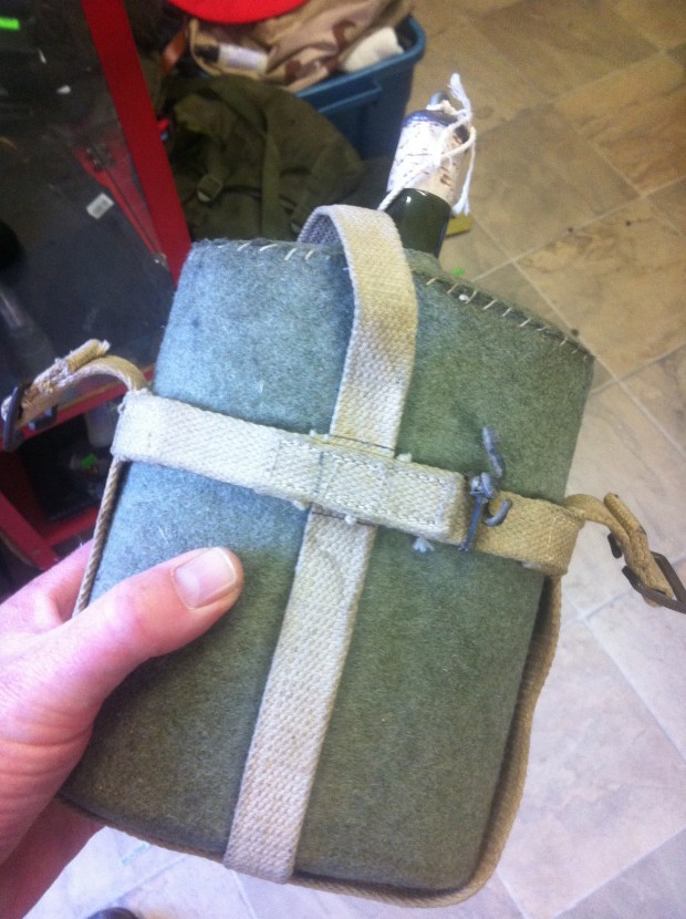 "He passed the day looking to his equipment and wearing in the soft ripple rubber climbing boots he had bought in Ottawa. He bought glucose tablets and some smoked ham and bread from which he made himself sandwiches. He also bought a large aluminium flask and filled this with three-quarters Bourbon and a quarter coffee."