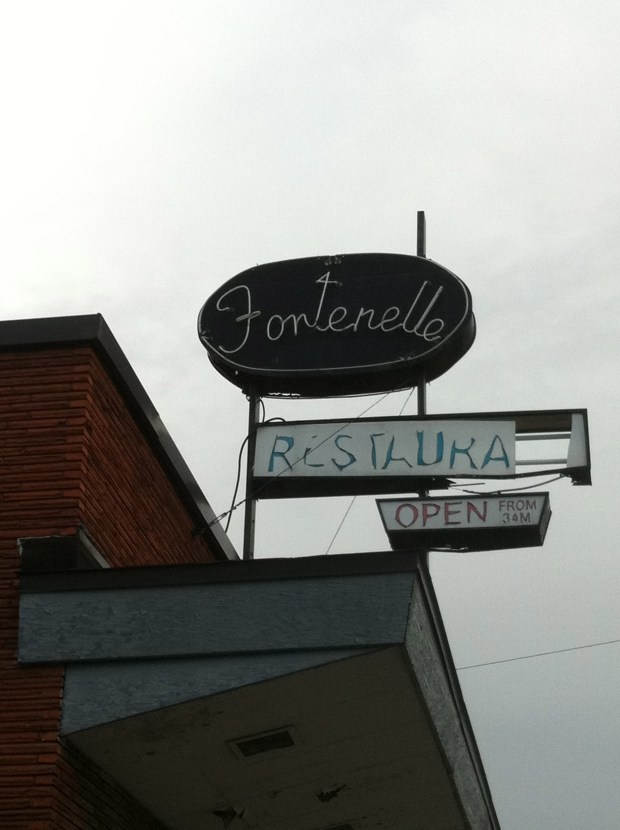 The original Fontenelle sign as it appears today.