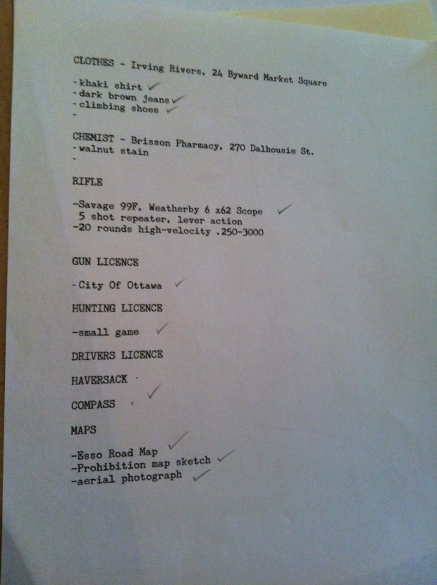 "The top document was a list. He put his pencil on the first item and looked across at Bond. He ran his eye over Bond's old black and white hound's-tooth tweed suit and white shirt and thin black tie. He said: "Clothes." He unclipped a plain sheet of paper from the file and slid it across the desk. "This is a list of what I reckon you'll need and the address of a big second-hand clothing store here in the city. "
