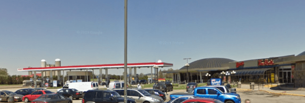 The same rest stop, drastically altered from the original. Note same farm in background. (photo: Google Streetview)