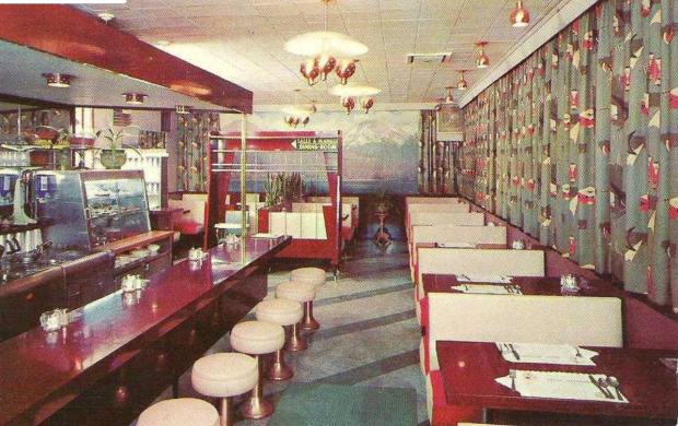 The decor in 1962 inside the rest stop restaurant was very similar to this. 