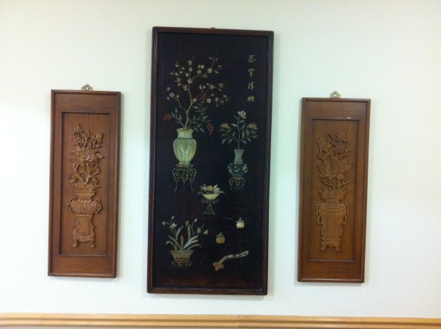 More relics of the Talisman's glorious Polynesian past...some wall hangings on a wall hidden by an emergency exit. 