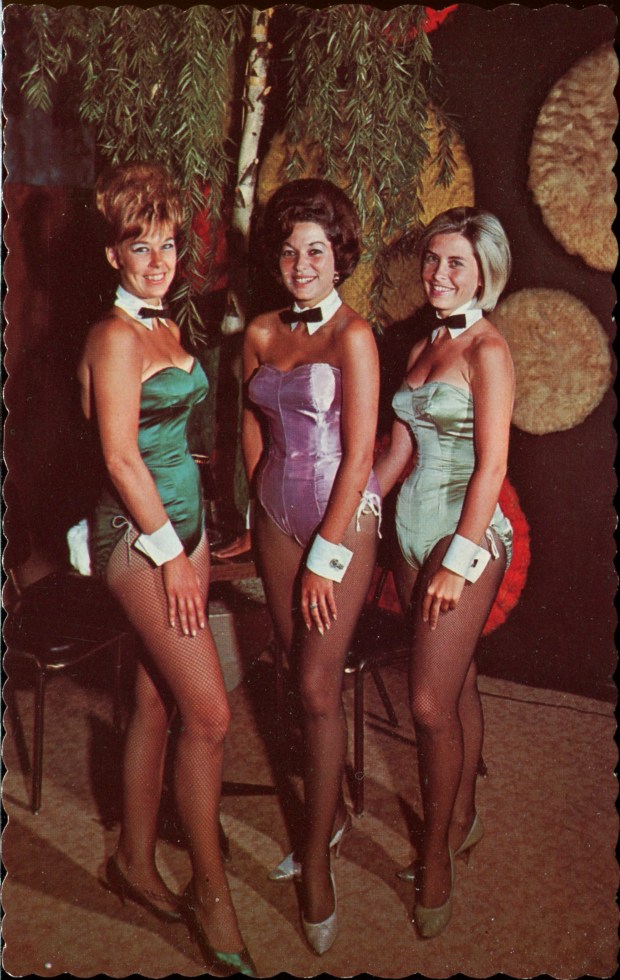 A 1968 postcard shows Ottawa's "bunnies" as they appeared at The Riverside Hotel in Vanier. 