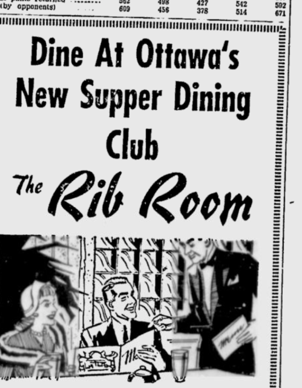 A 1962 Ottawa Citizen ad illustrates the tantalizing appeal of The Rib.