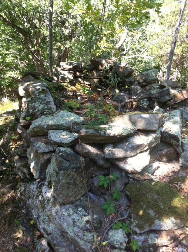 The structure measures about 6 by 8 feet and is about 4 feet tall. The interior is filled with unknown material.