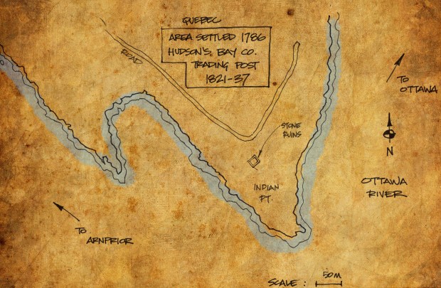 The stone ruins lie almost exactly where the old maps indicated it would be.