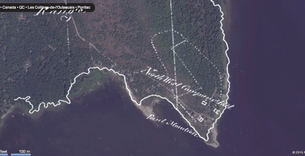 Overlaying the 1804 Northwest Trading Company map over a current map we can see where any ruins may be located.