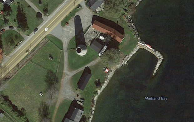 Google Maps Satellite image of the stone tower ruins. 