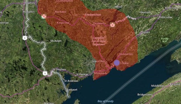 Butternuts also occur along the St. John river in New Brunswick.