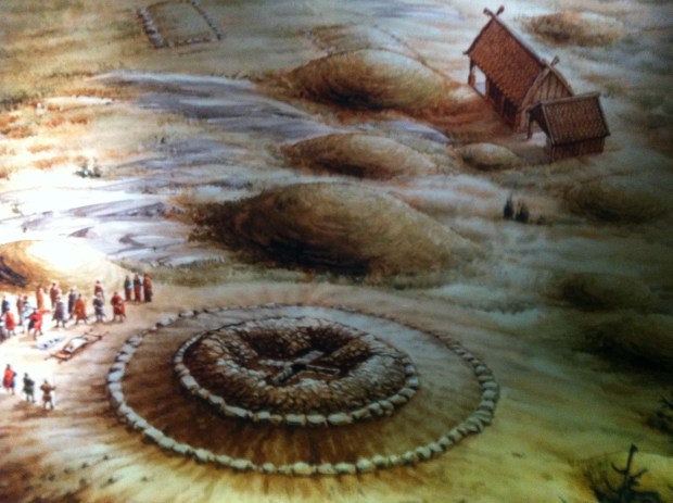Viking burial mounds as shown at the Viking exhibit at the Museum Of History.