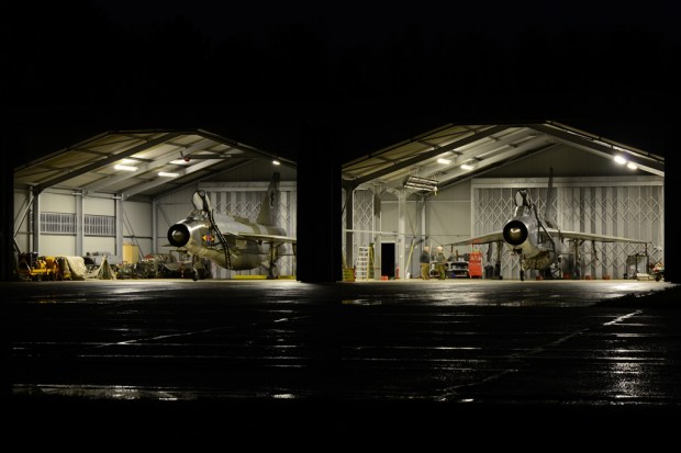 A photo of a RAF QRA hangar still in operation. 