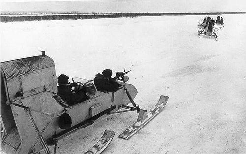 German Aerosleds take chase after Indiana jones successfully retrieves the lost Spear Of Destiny. 