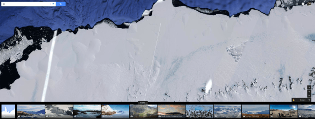 A Google Earth image showing the area surveyed by the German expedition 1939. 