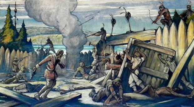 Dollard_des_Ormeaux_meurt_à_Long-Sault_pour_sauver_la_colonie_-_William_Thurston_Topham